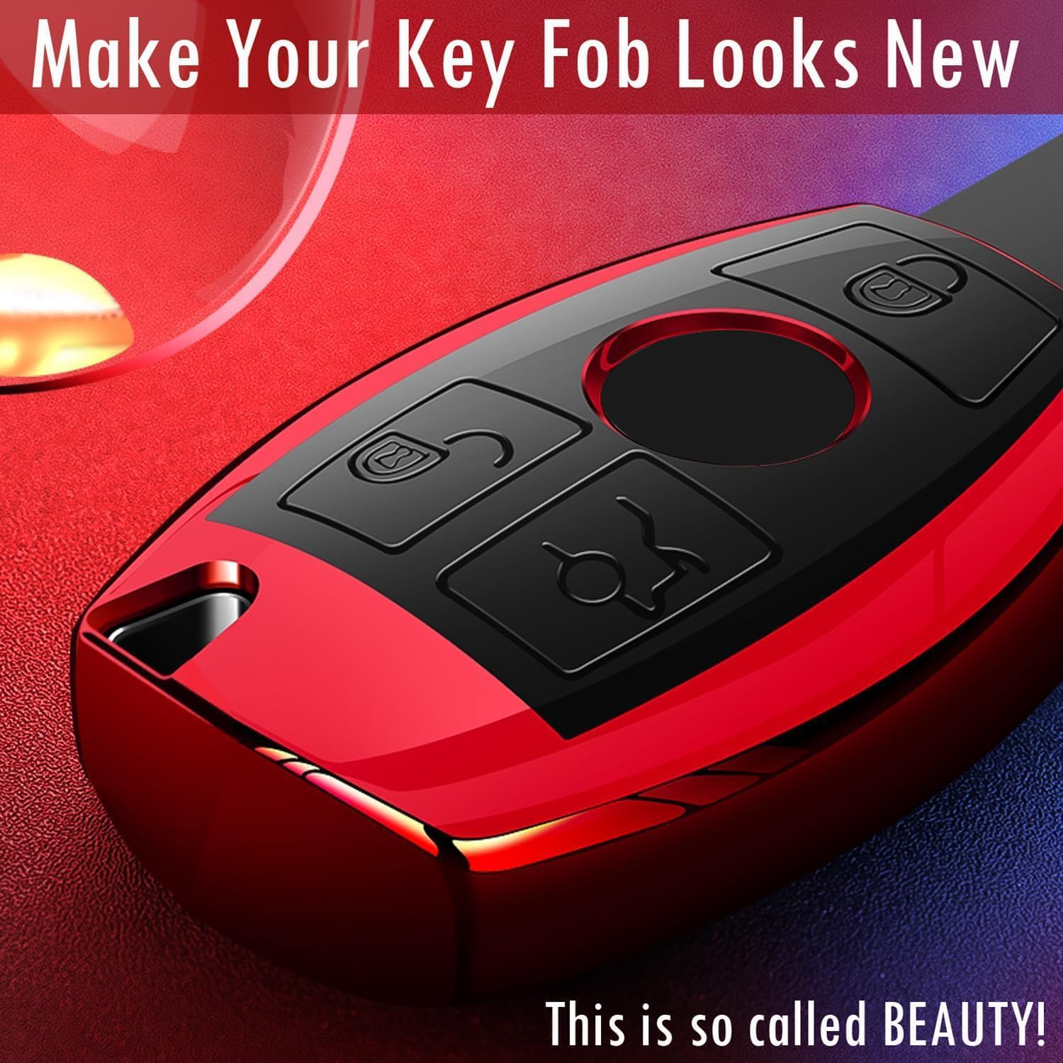 Intermerge Mercedes key cover on car console protecting key and matching interior