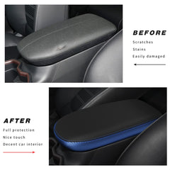 INTGET installed armrest cover top angle displaying seamless protection