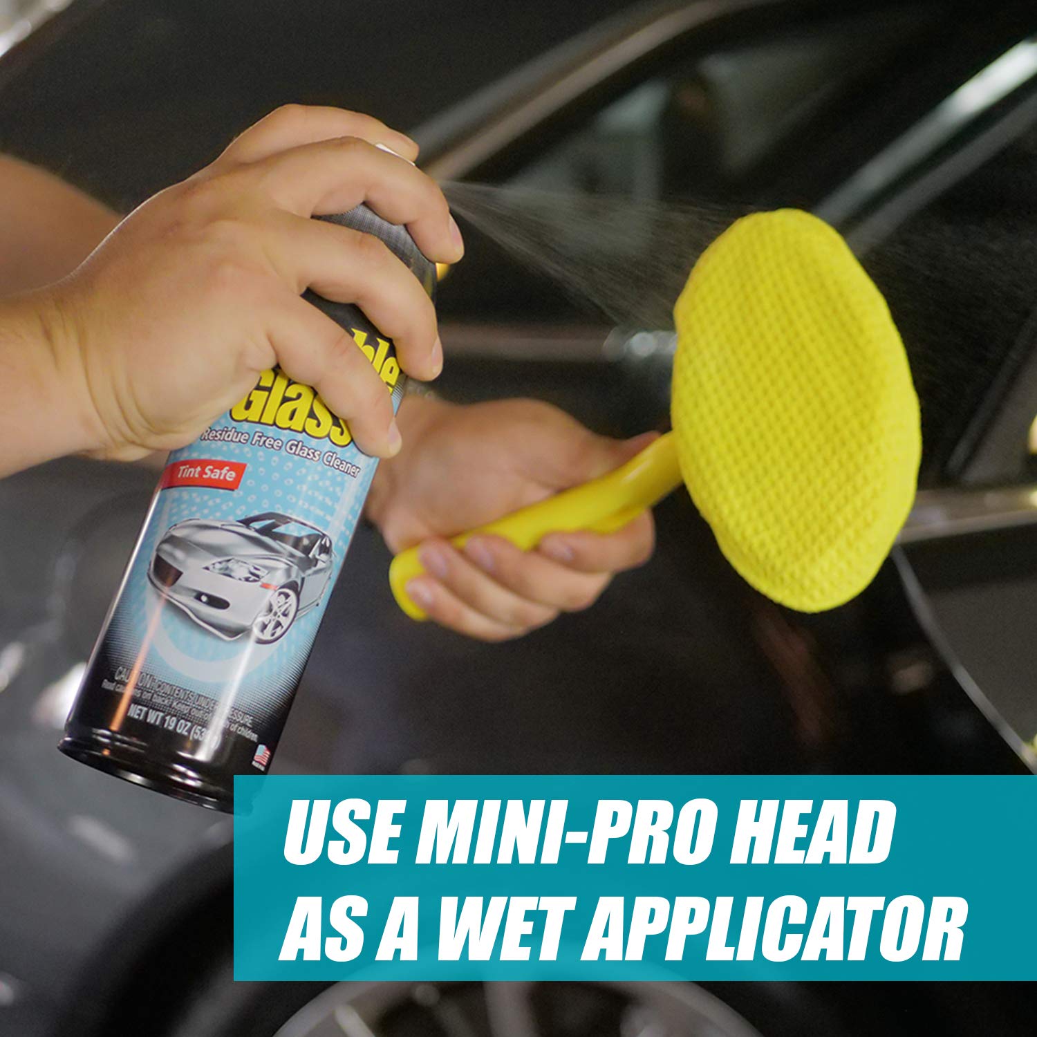 Invisible Glass tool cleaning interior windshield without dashboard strain