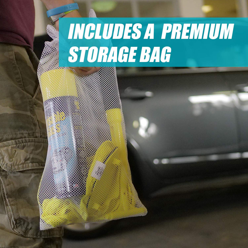 Invisible Glass storage bag holding heads, pads, and handle for organization