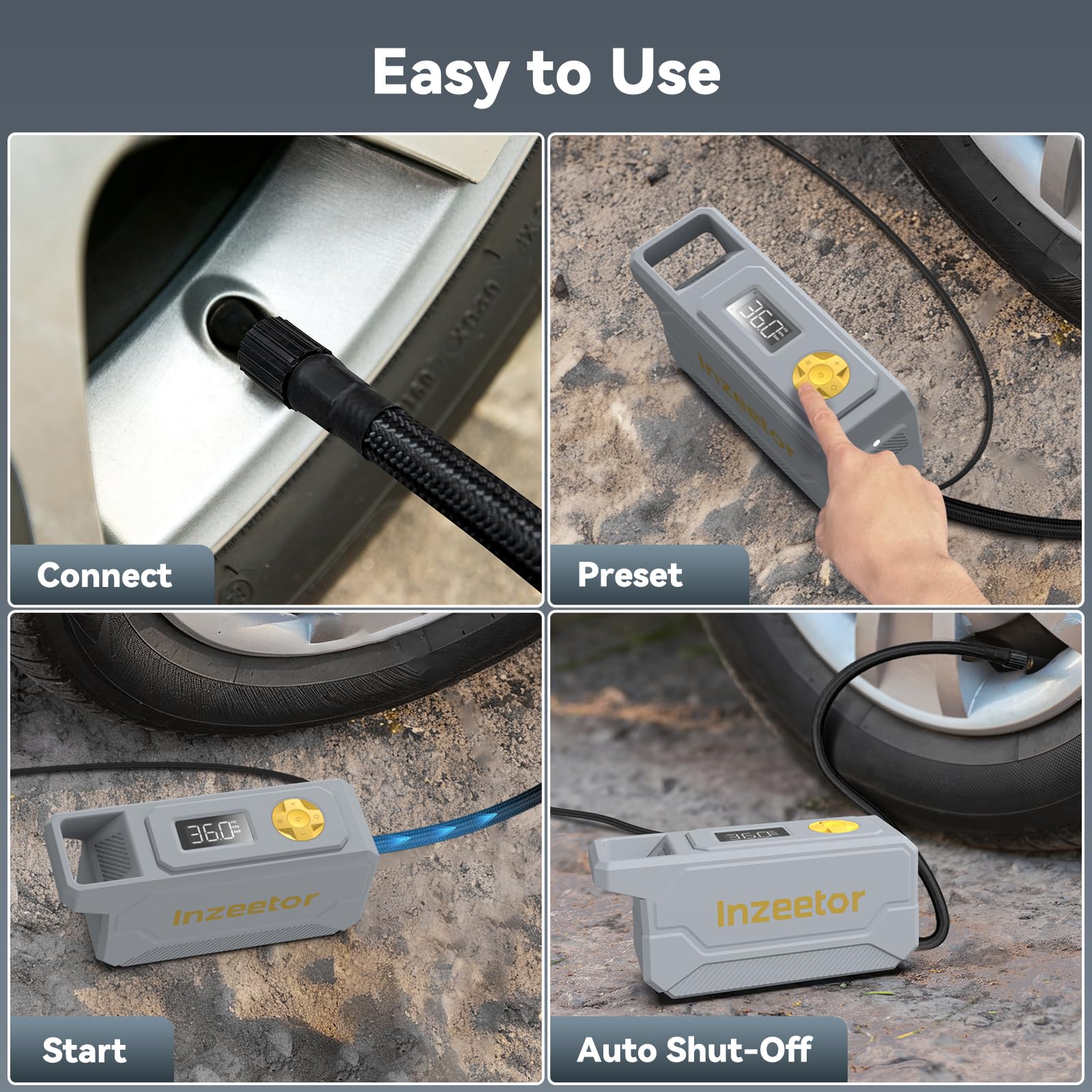 inzeetor pumping a bicycle and sports ball with adapters for versatility