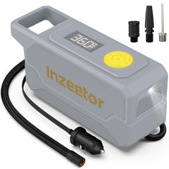 inzeetor front view of gray inflator showing compact design and portability