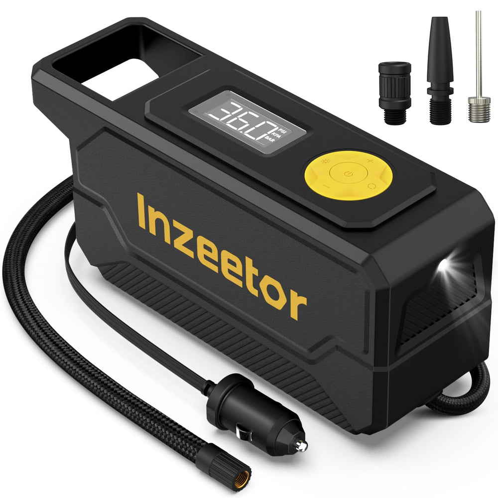 inzeetor front view with hose showing compact design and fast inflation benefit