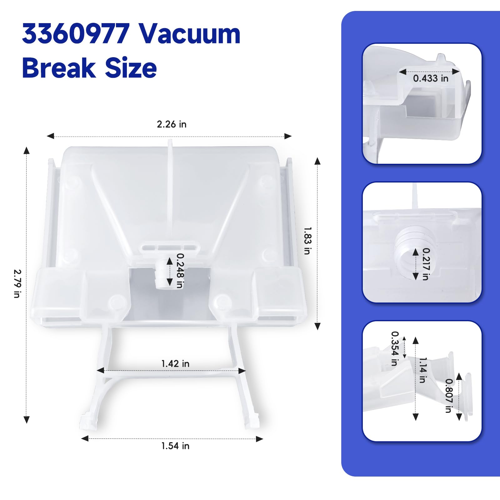 iouxvt vacuum break side profile highlighting dimensions for correct fit
