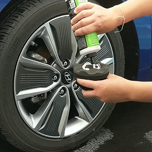 IPELY applying tire dressing to tire sidewall for streak-free, even finish