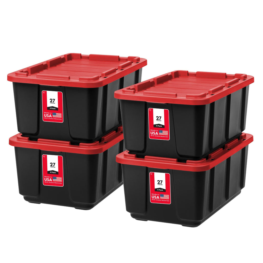 IRIS USA red tote front view showing durable construction and capacity benefit