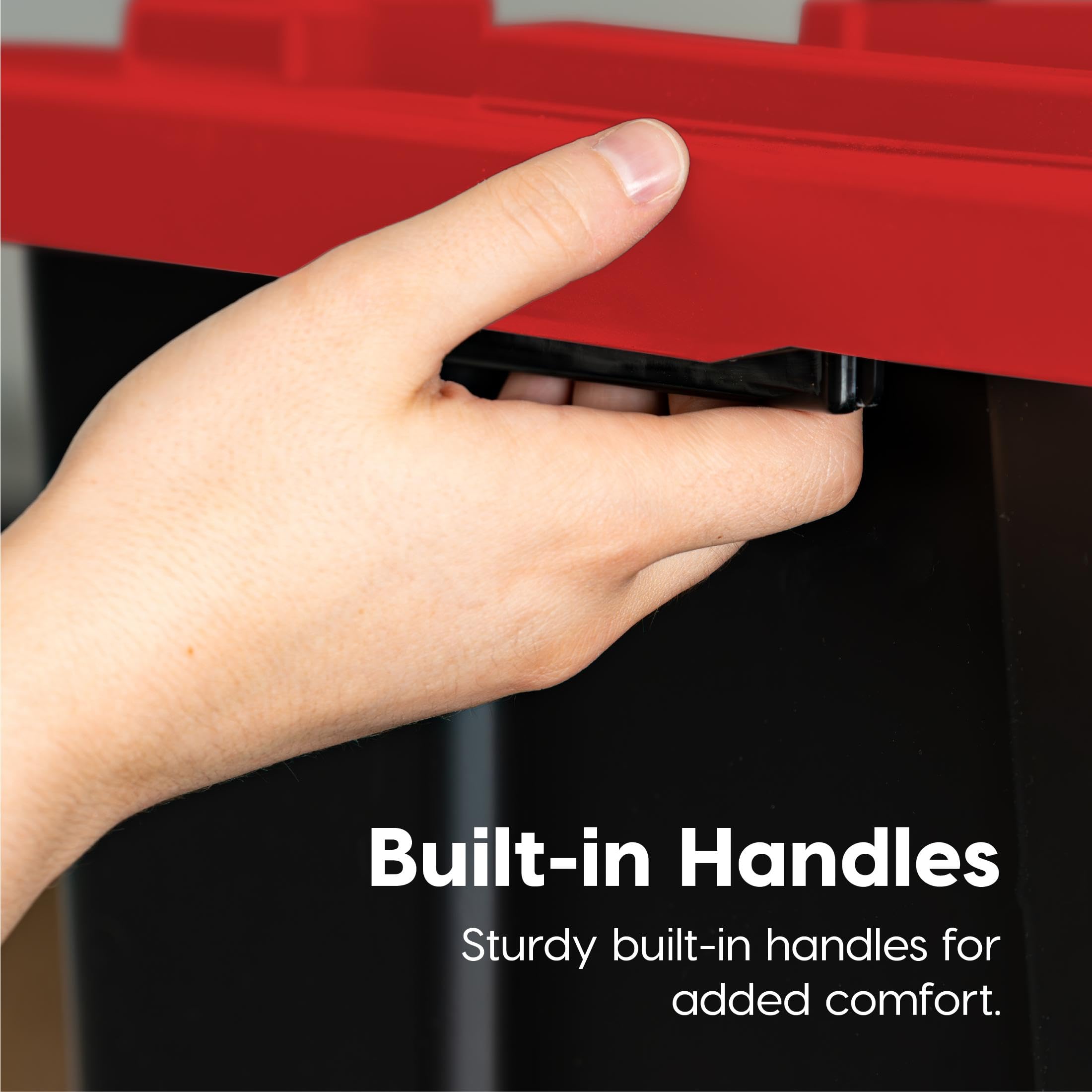IRIS USA lid lock slot close-up enabling optional padlock security