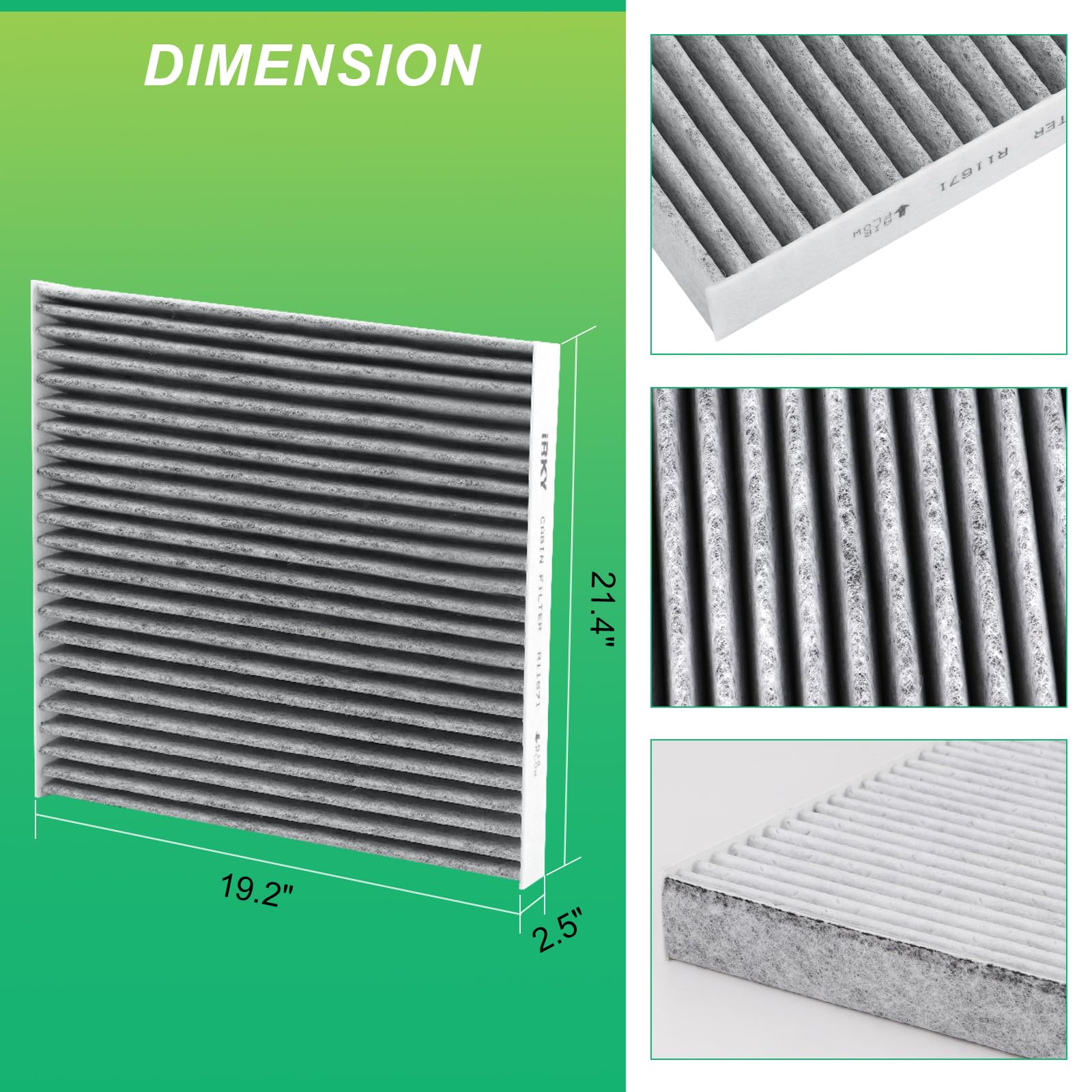 iRKY cabin air filter installed in RAM HVAC housing, benefits easy tool-free fit