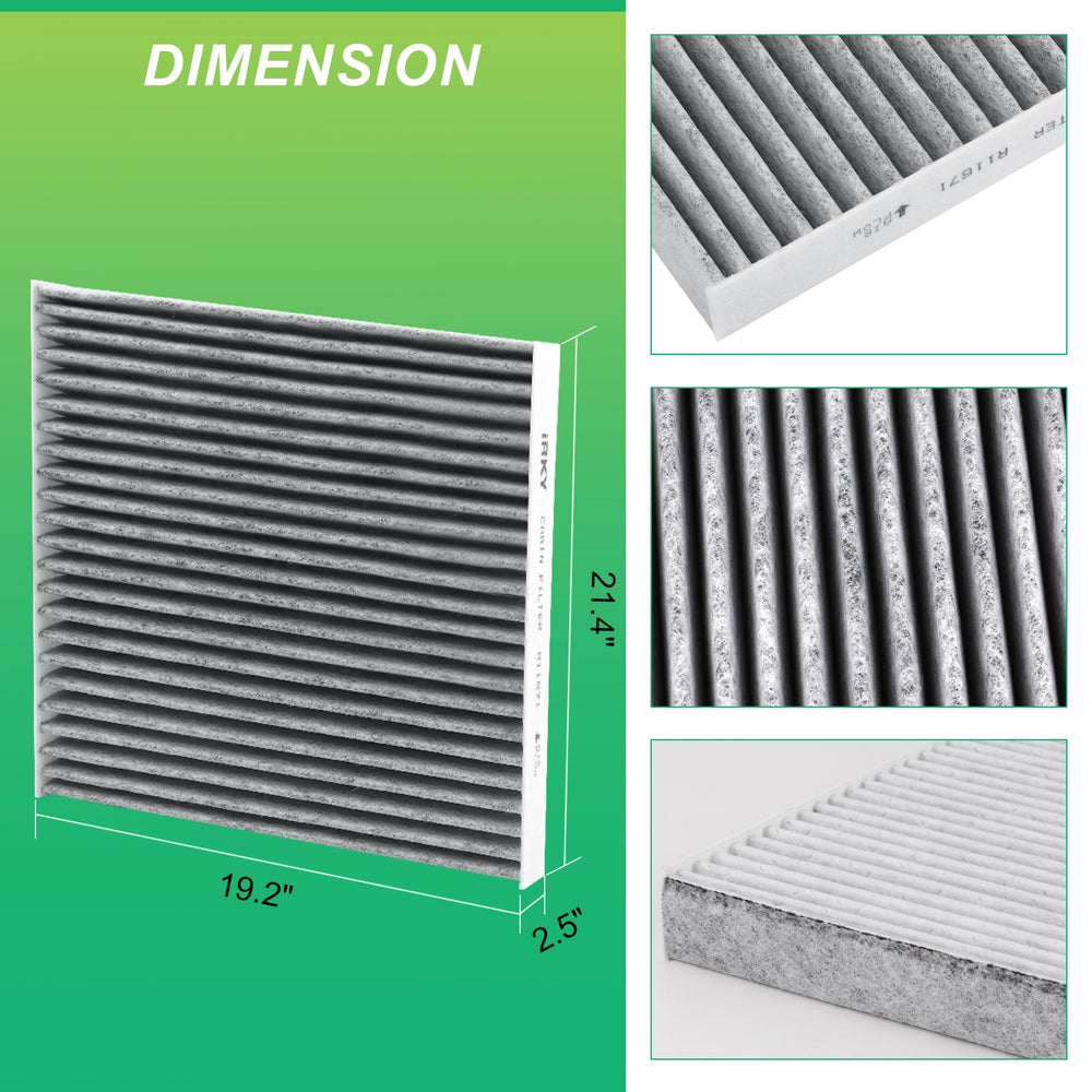 iRKY cabin air filter installed in RAM HVAC housing, benefits easy tool-free fit