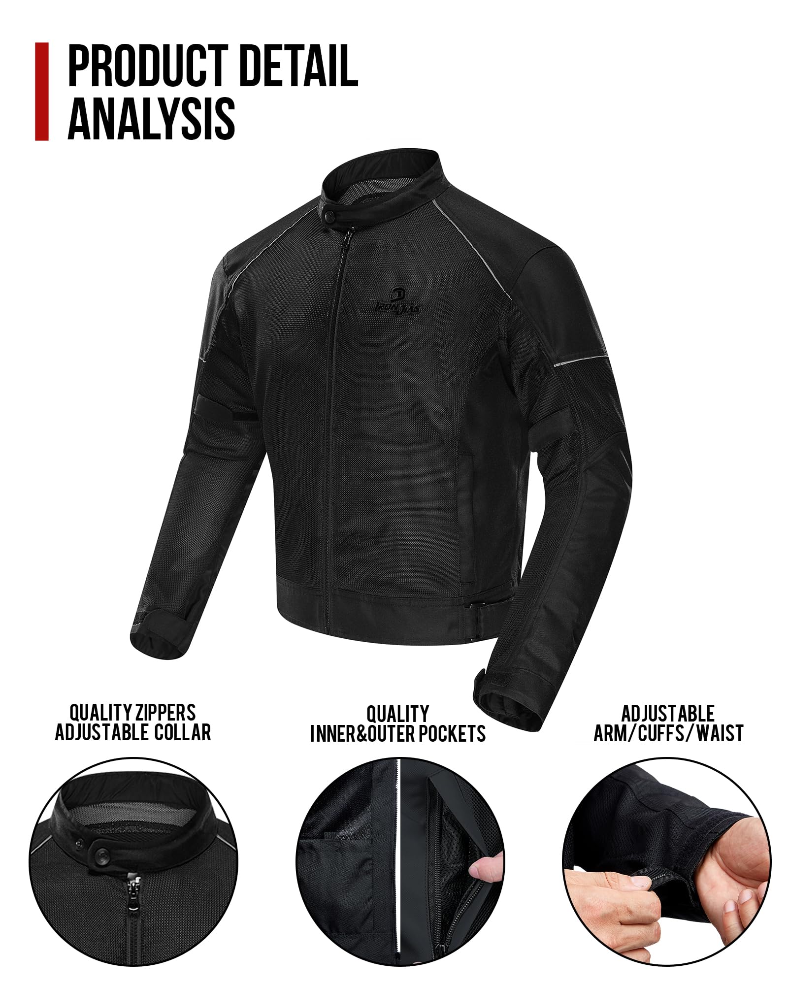IRON JIA'S removable back protector showing easy take-out benefit