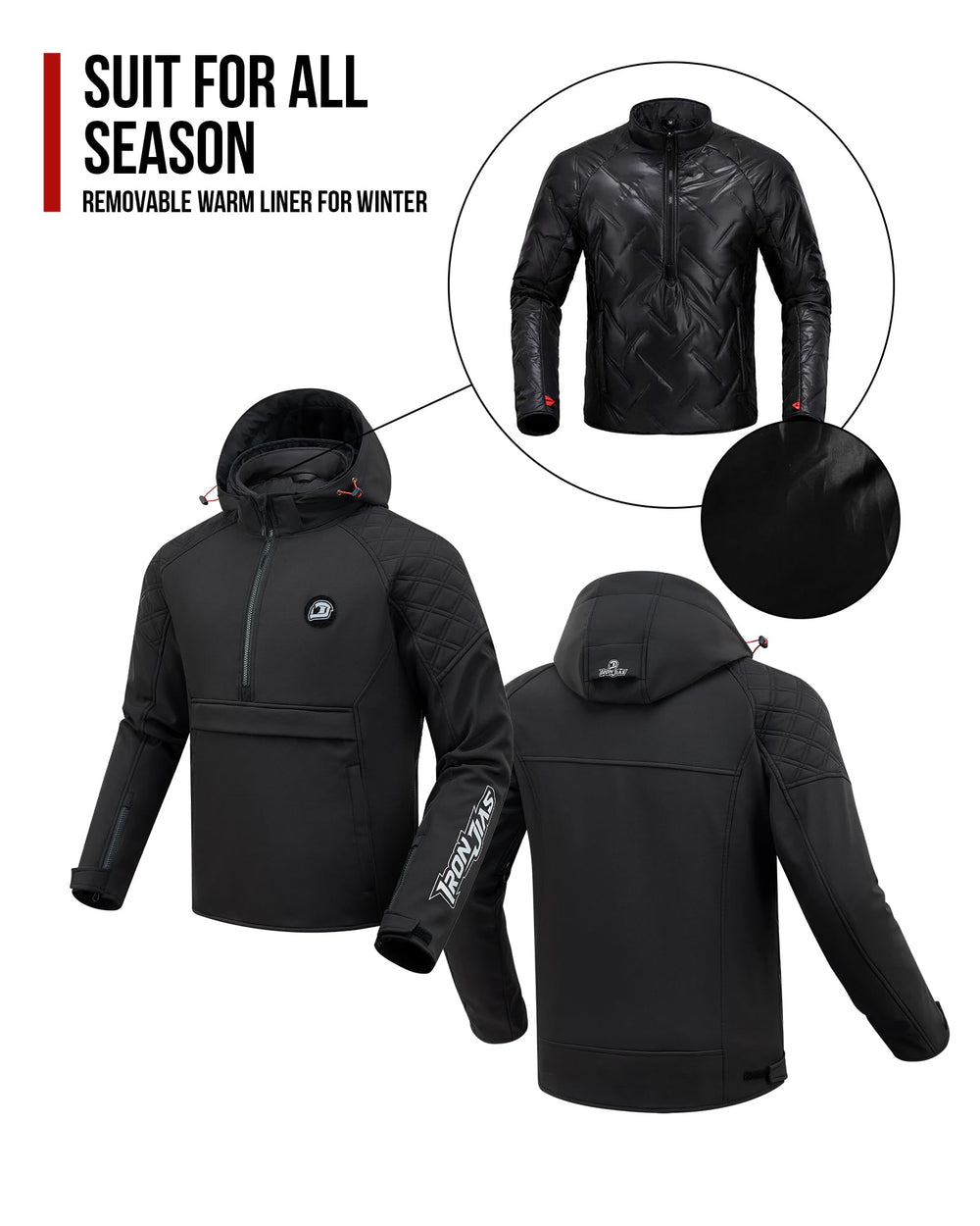 IRON JIA'S jacket worn by rider in city improving visibility and comfort