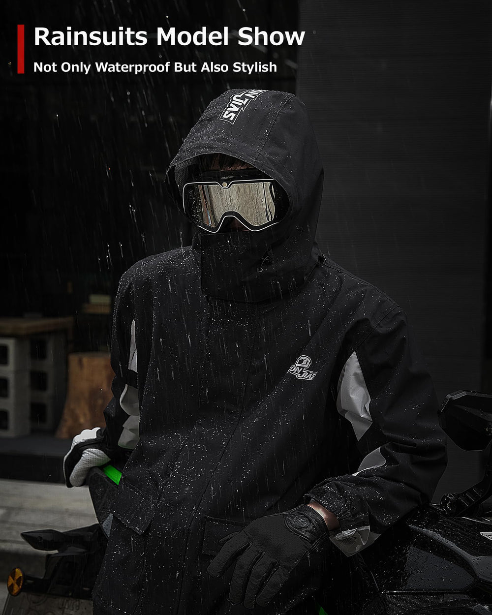 IRON JIA'S lifestyle rider in rain showing real-world use and secure visibility