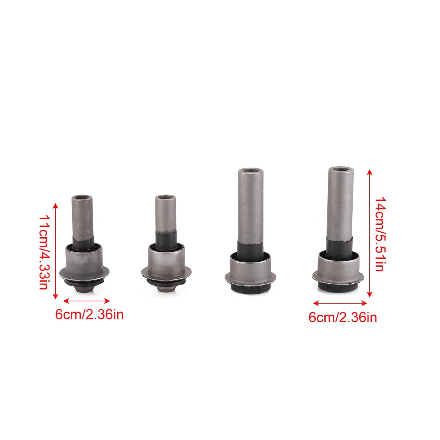 ISINFLASH bushing next to ruler showing accurate dimensions for correct fitment