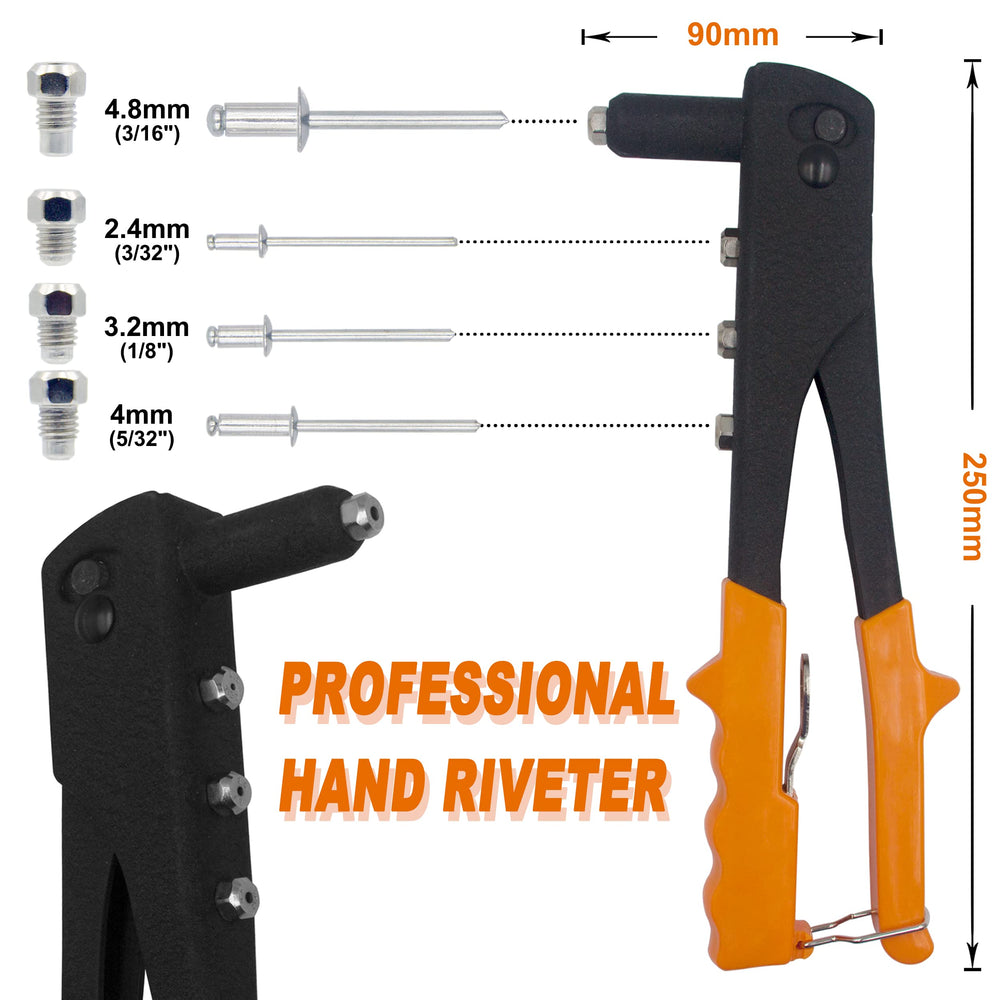 ISPINNER labeled compartments with six rivet sizes for fast selection