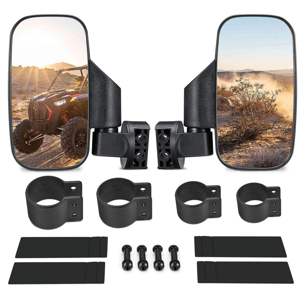 ISSYZONE front-mounted mirror on roll bar showing wide view benefit