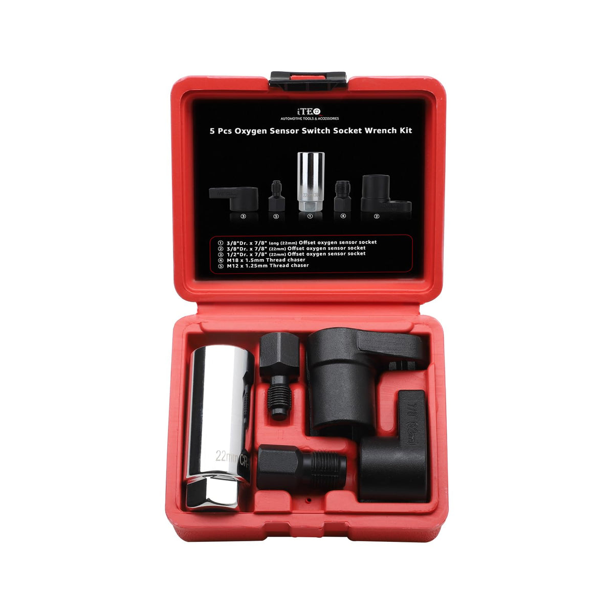 ITEQ front packaging showing full 5-piece sensor socket kit and benefits