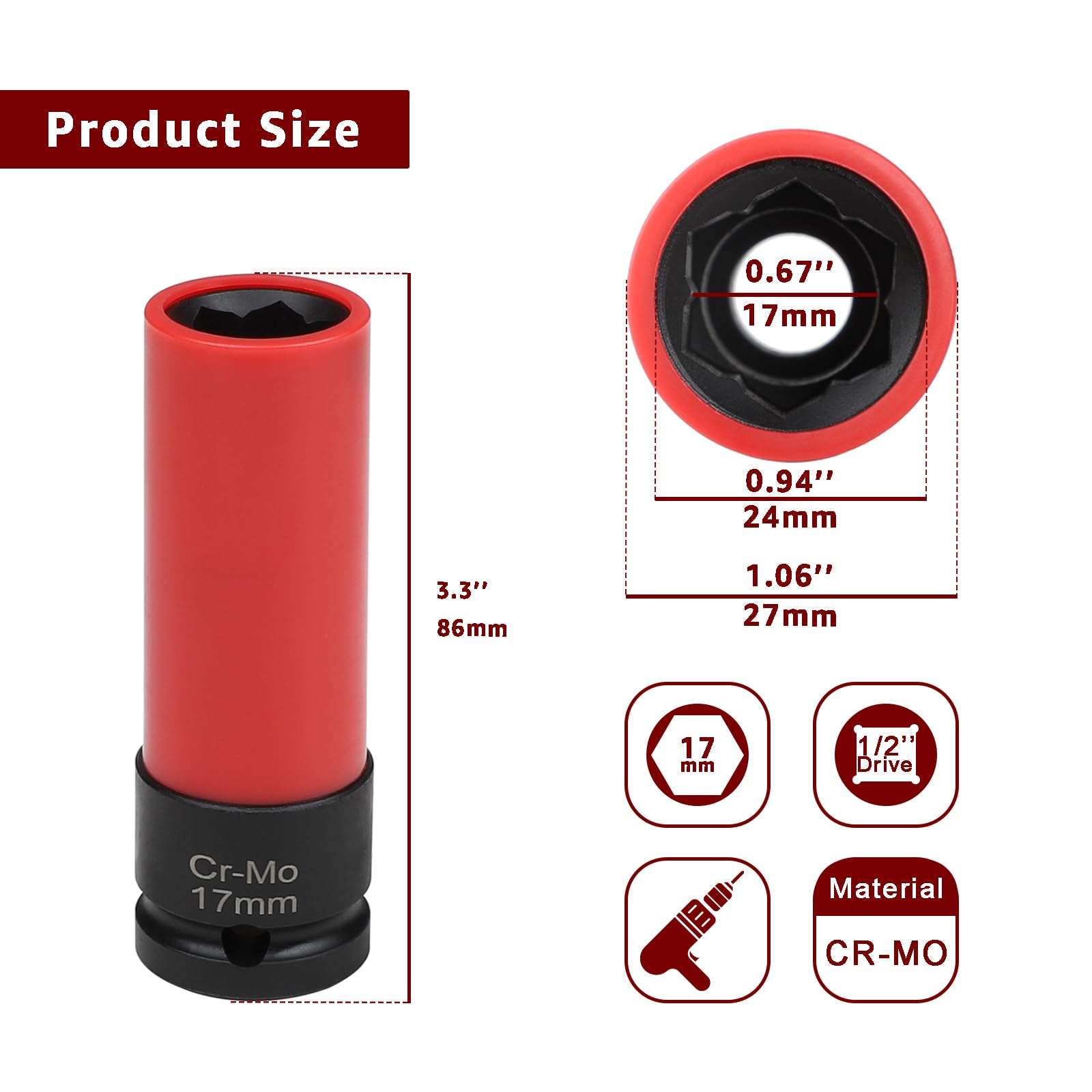 ITEQ close-up of 85mm socket length benefiting deep lug access