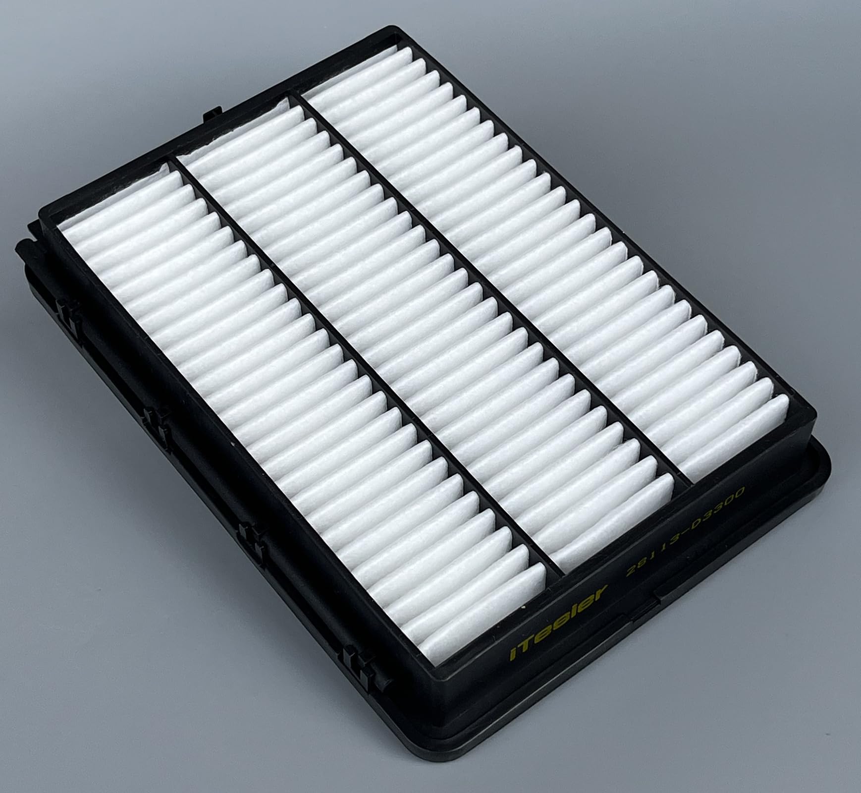 ITESIER cabin filter next to ruler showing correct size for easy fit verification