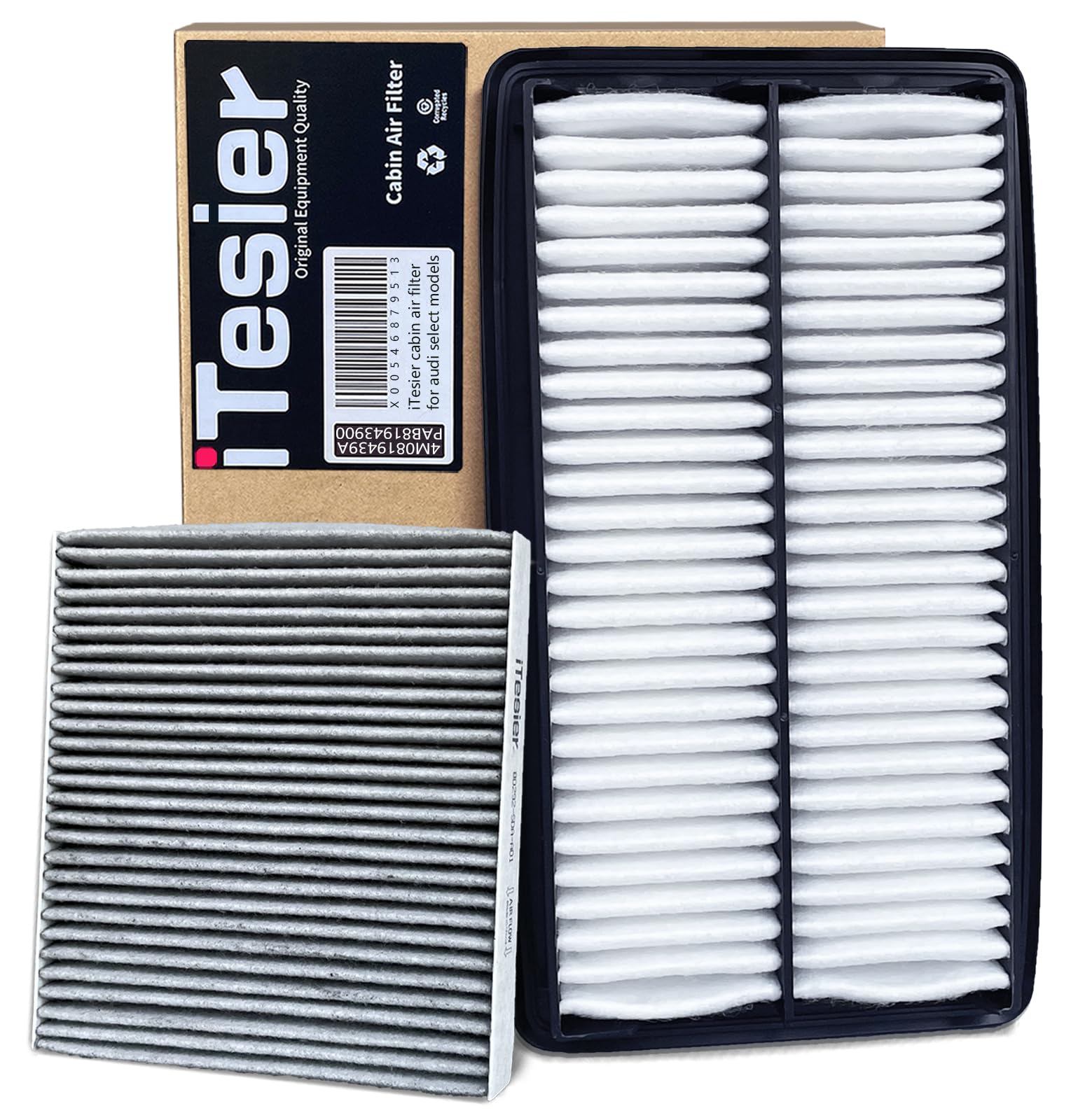 ITESIER front packaging of the engine and cabin filter kit showing complete set and fit