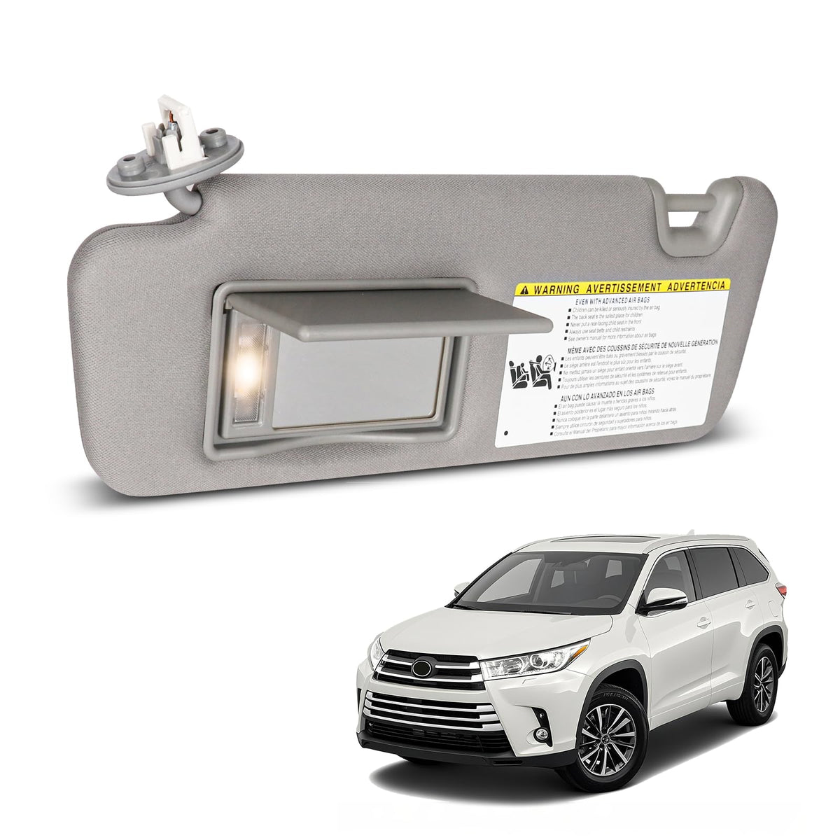 ItranMc front view of gray driver sun visor showing clean OEM fit