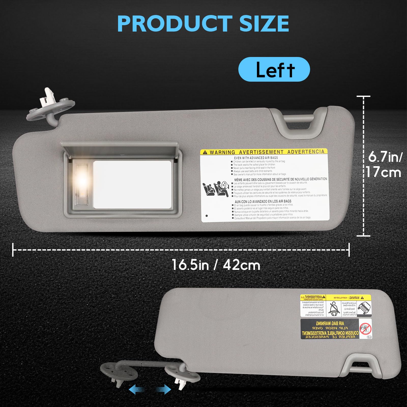 ItranMc visor beside ruler showing correct size and factory fitment