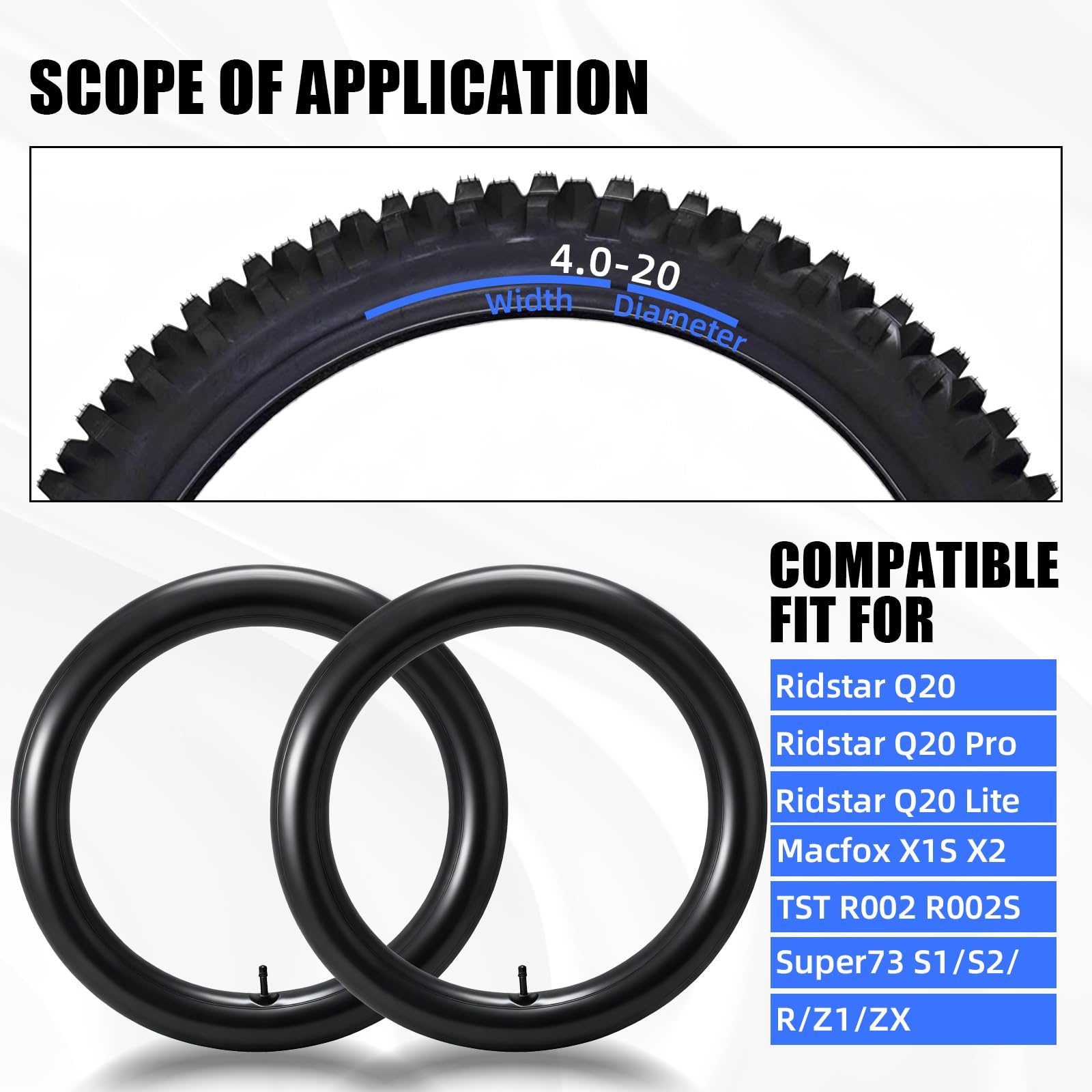 IUVWISN inner tube unfolded flat to show full 20x4.0 size and flexible rubber