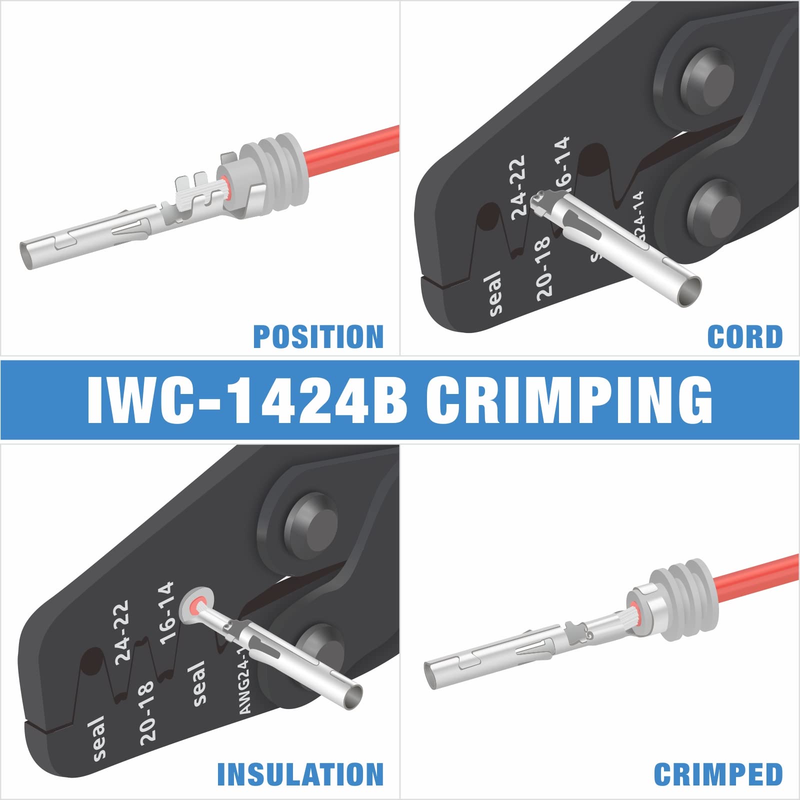 IWISS zoom on crimp pattern illustrating 4-way and 8-impression integrity benefit