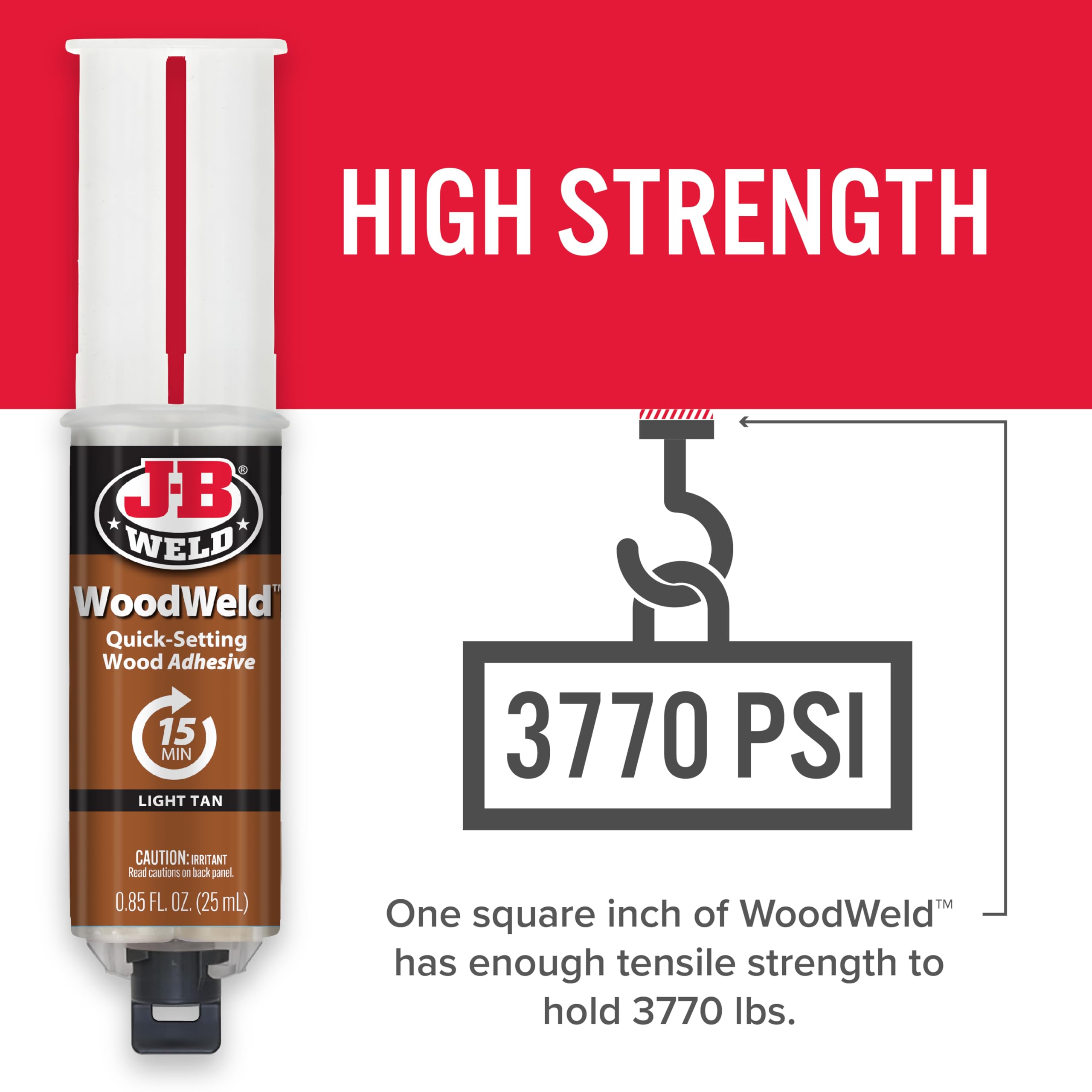 J-B Weld WoodWeld next to a ruler showing 25ml scale for compact tool storage