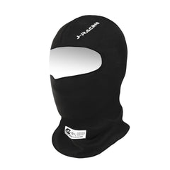 J-RACING balaclava front view showing full coverage and secure fit