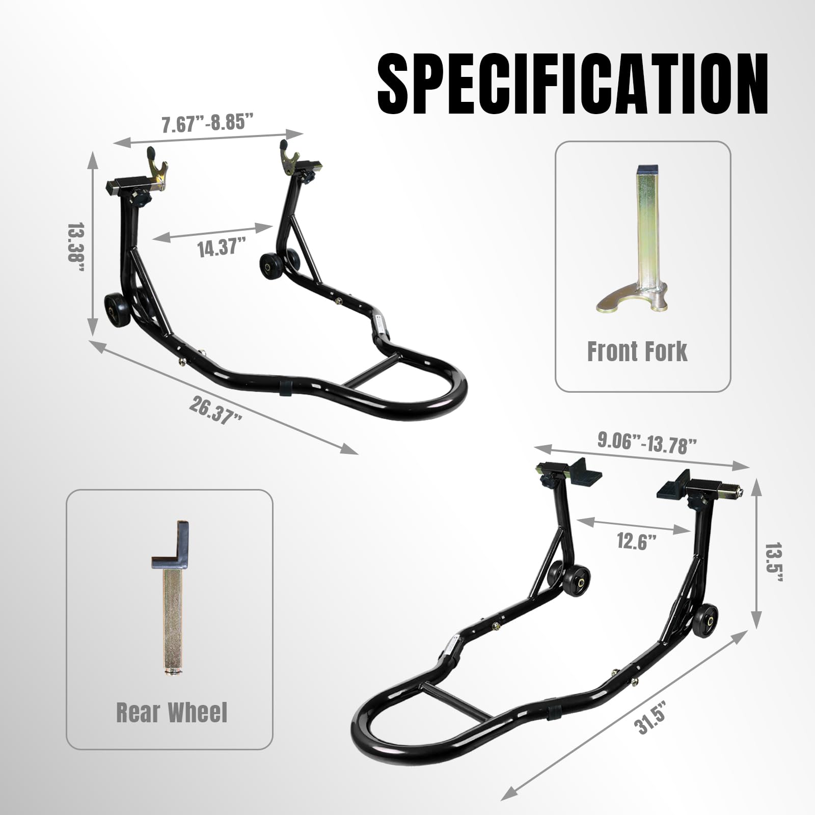 Jack Boss front U-stand close-up on fork contact with protective padding benefit