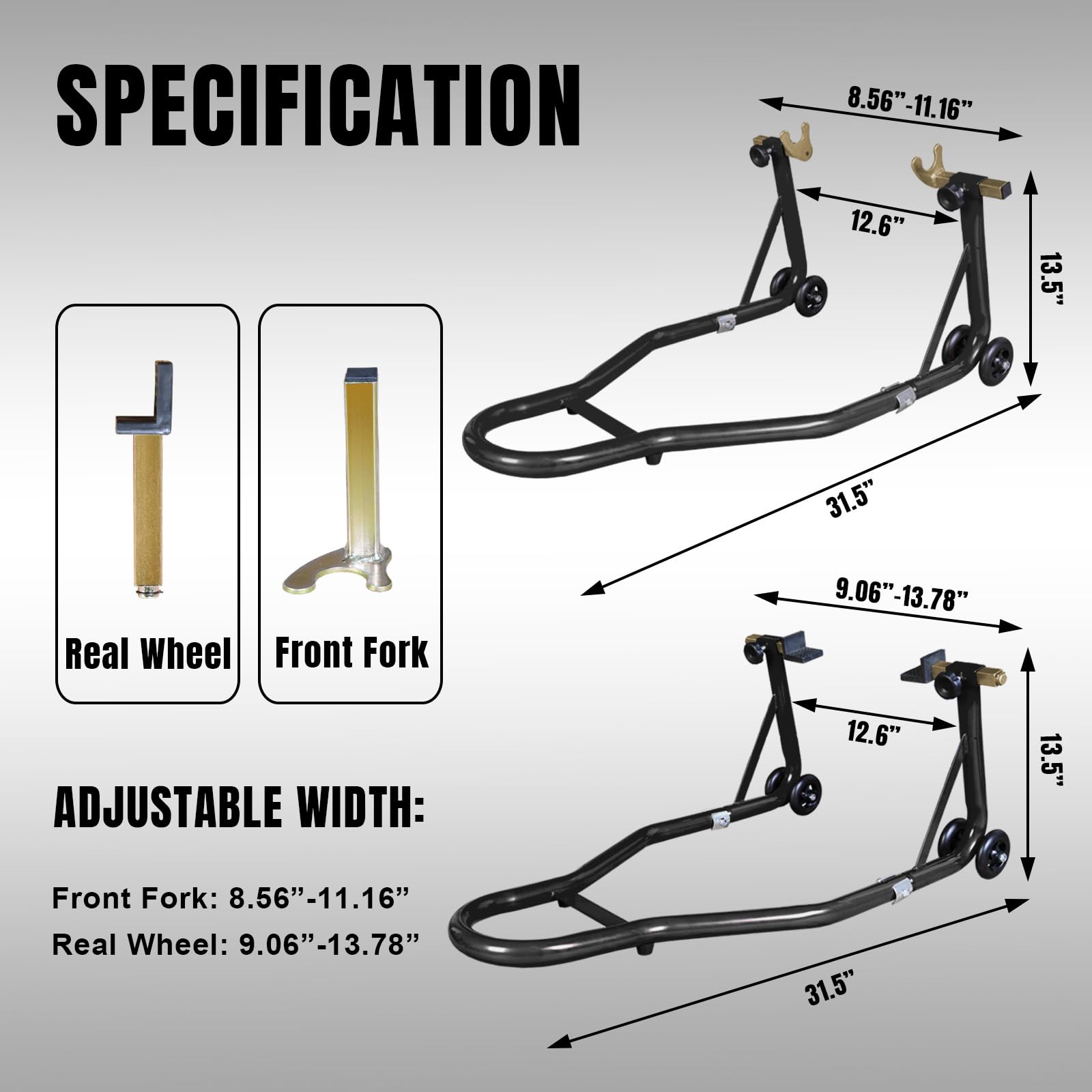 Jack Boss rear swingarm stand lifting bike with spools for secure rear access