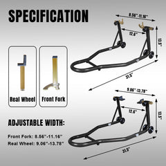 Jack Boss rear swingarm stand lifting bike with spools for secure rear access