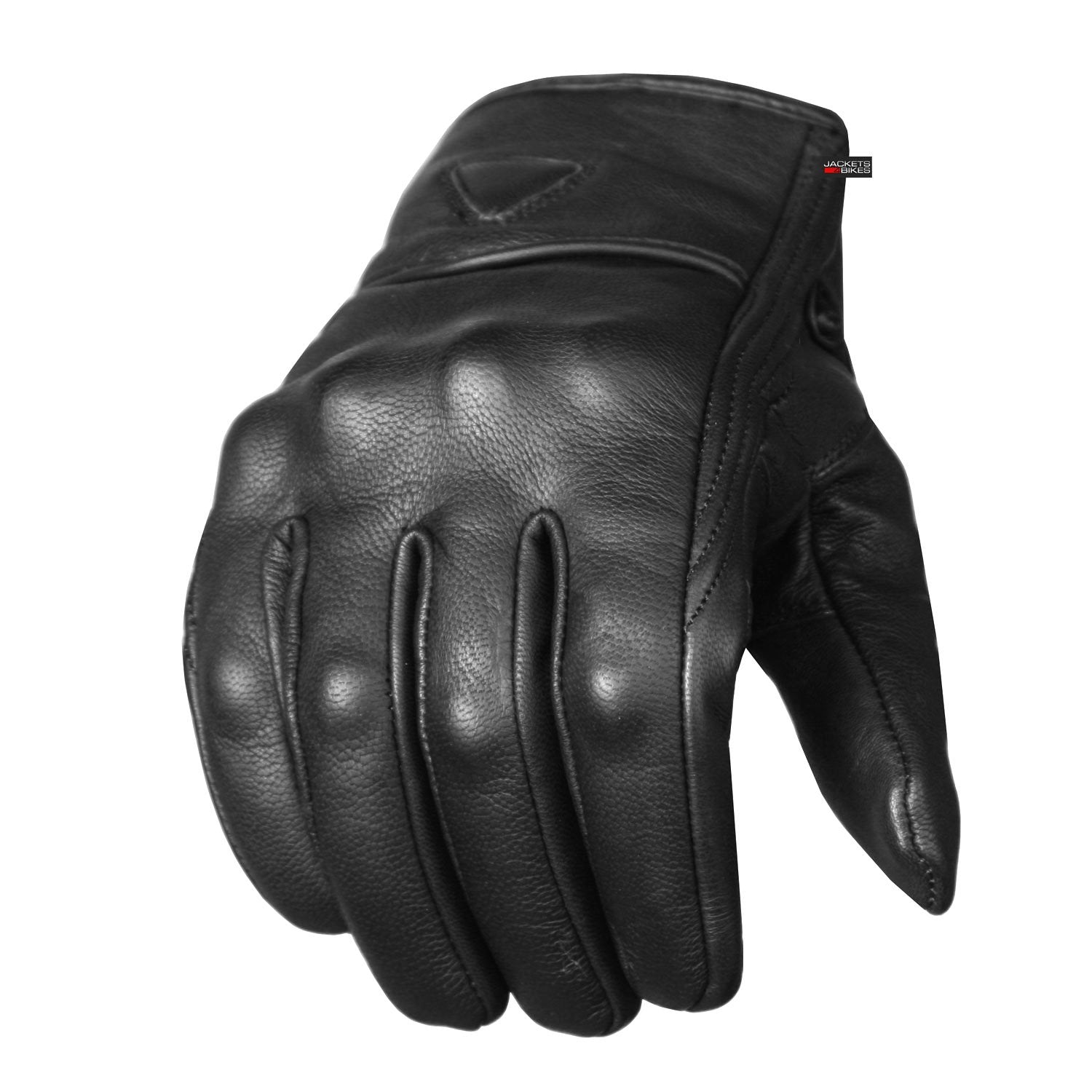 Jackets 4 Bikes front view glove showing sleek black leather and fit benefits