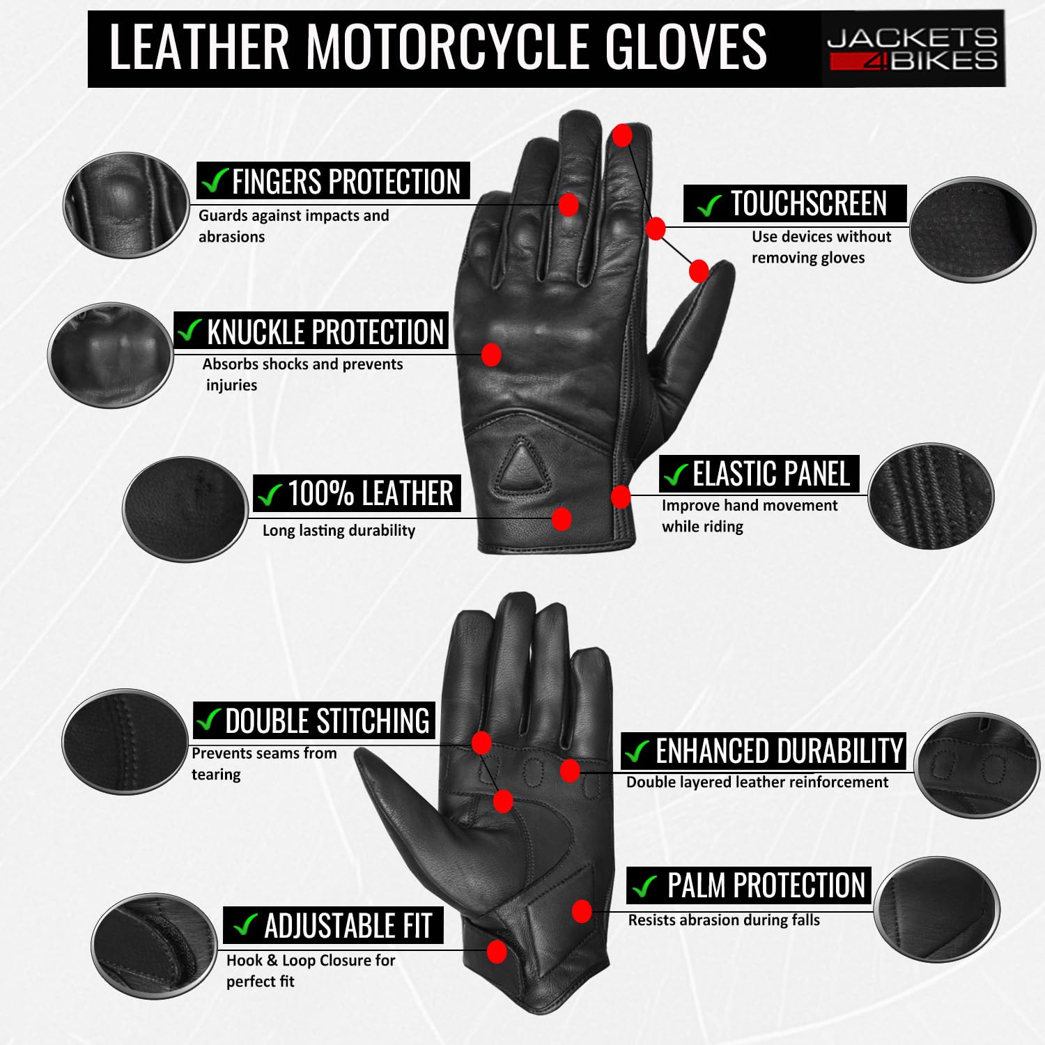 Jackets 4 Bikes glove next to hand scale demonstrating accurate sizing benefit