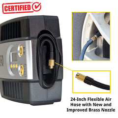 JACO SmartPro brass screw-on nozzle and woven hose for secure, leak-free connection