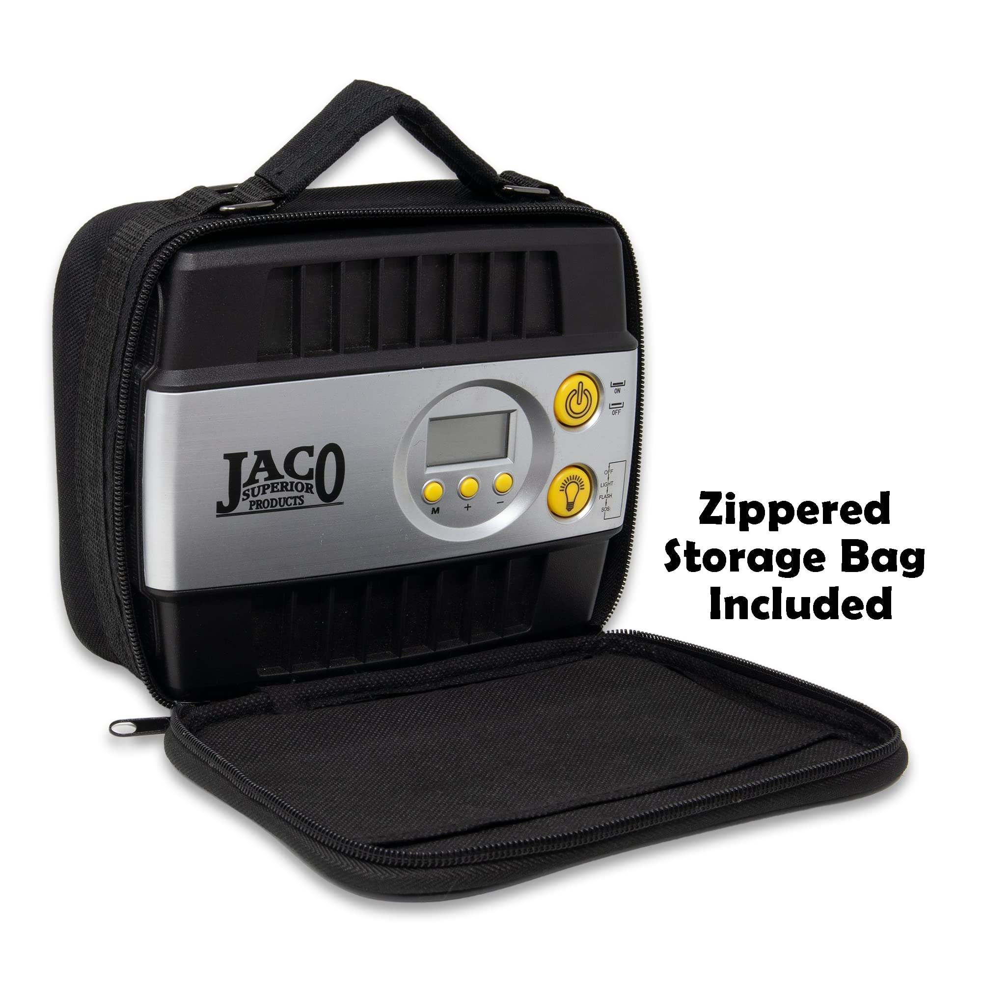 JACO SmartPro size comparison in hand illustrating portable, trunk-ready convenience