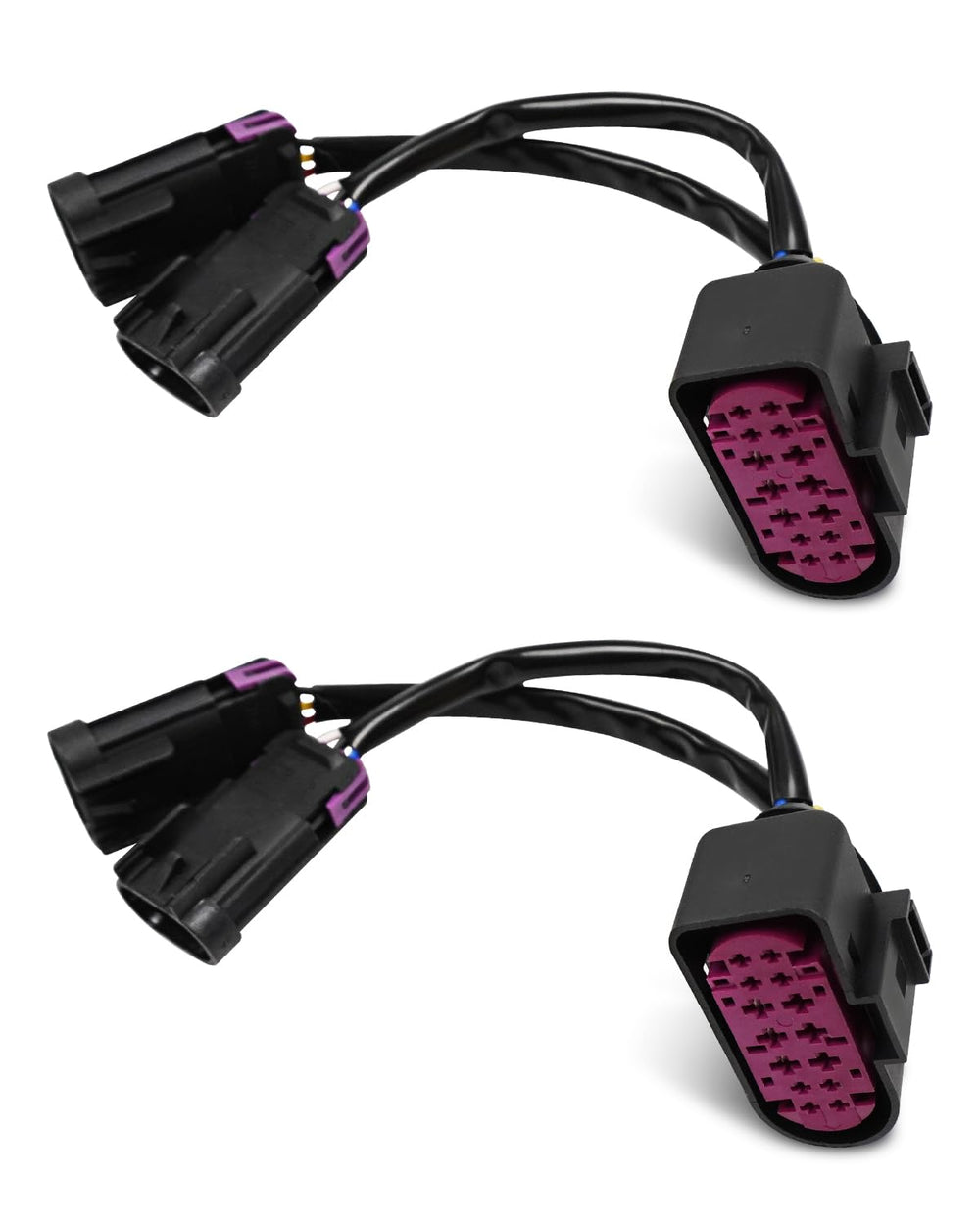 JadeBirch front view of both conversion harness plugs showing fit and durability benefit