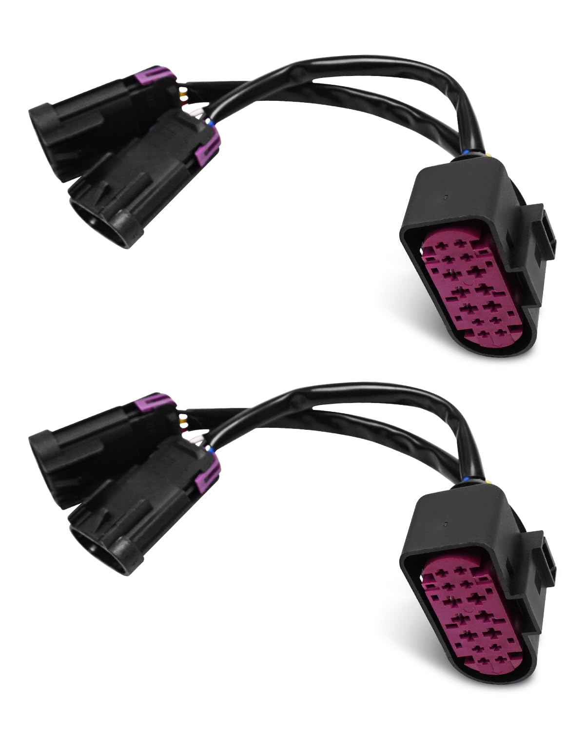 JadeBirch front view of both conversion harness plugs showing fit and durability benefit
