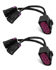 JadeBirch front view of both conversion harness plugs showing fit and durability benefit