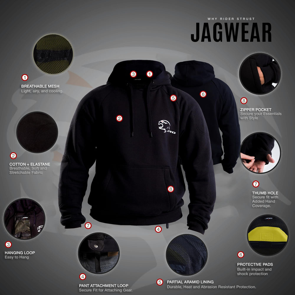J.A.G. rider wearing hoodie in city demonstrating comfort and discreet protection
