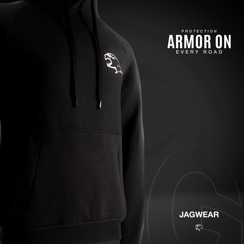 J.A.G. close-up of shoulder and elbow protector demonstrating impact absorption