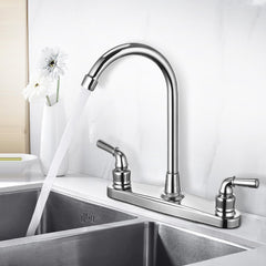 JAKARDA close-up of high-arch spout highlighting chrome finish and easy cleaning