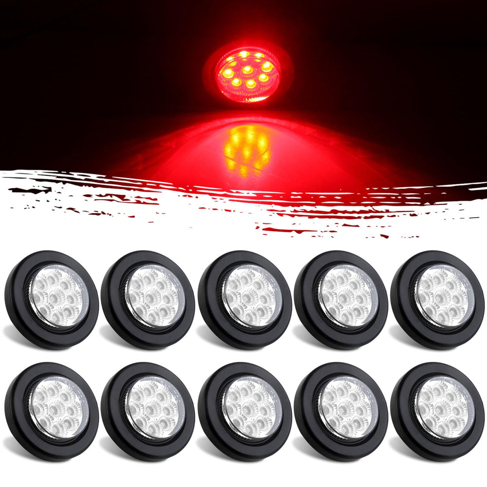 Jamarco front view of 10 red LED lights showing clear lens and uniform design for easy replacement