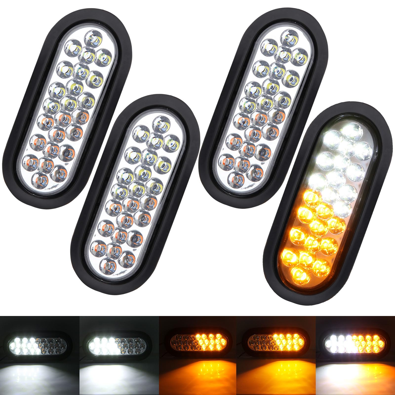 Jamarco front view amber/white oval LED strobe light showing clean flush profile and visibility