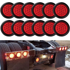 Jamarco front view of red round LED tail light showing bright visibility
