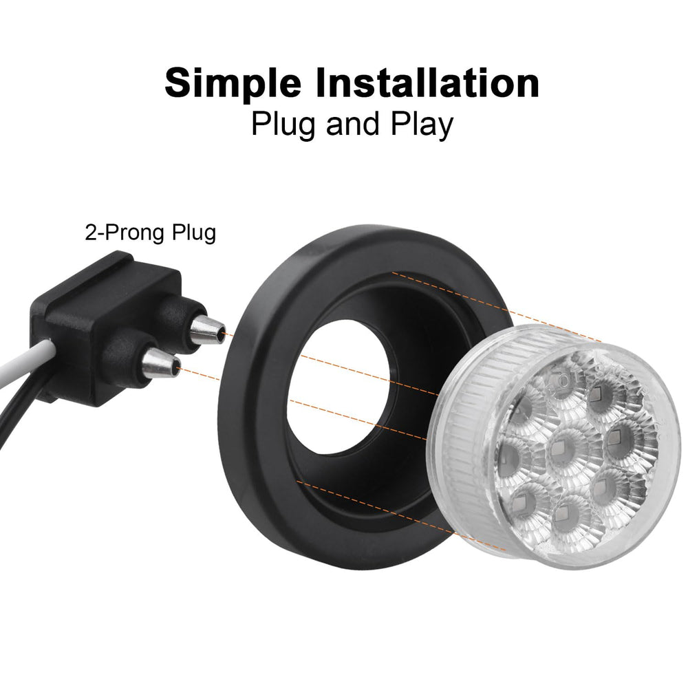 Jamarco rubber grommet and two-prong pigtail wiring detail for fast, secure installation