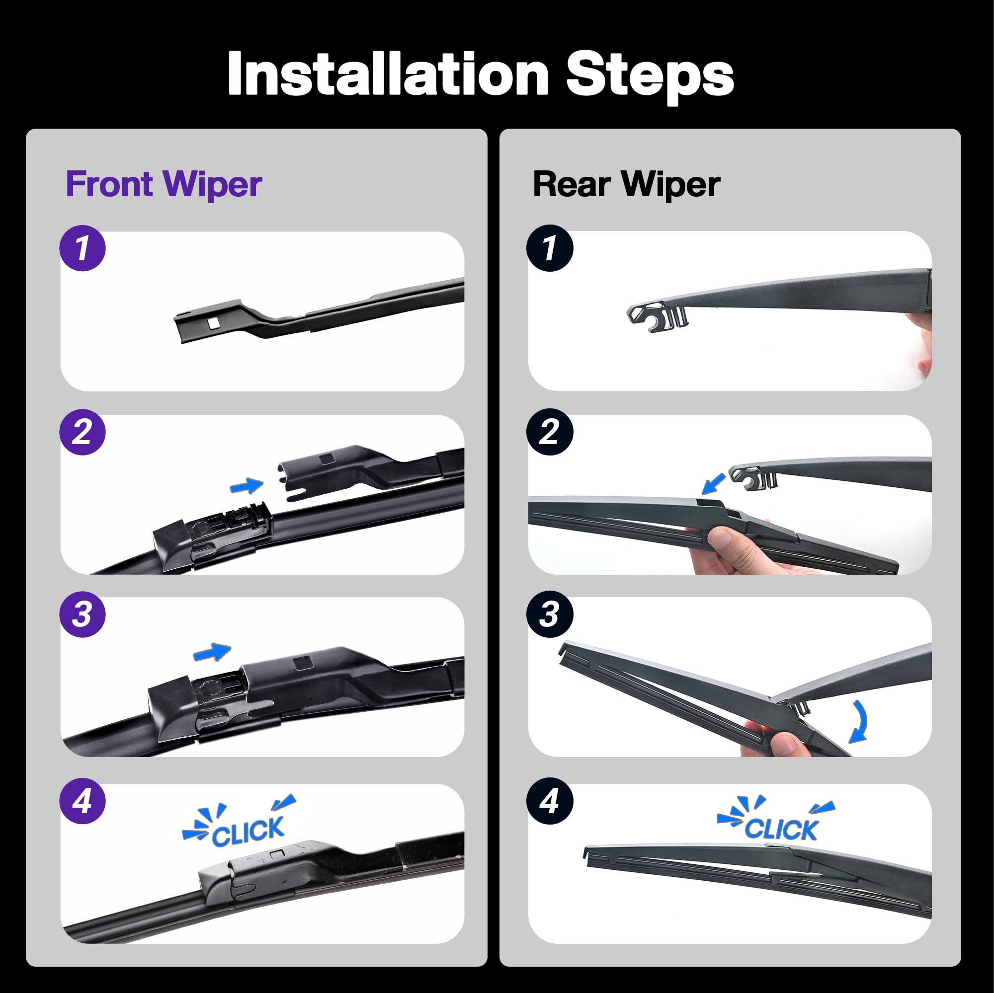 JARHOT 14 inch rear wiper mounted on hatchback showing proper fit and improved rear visibility