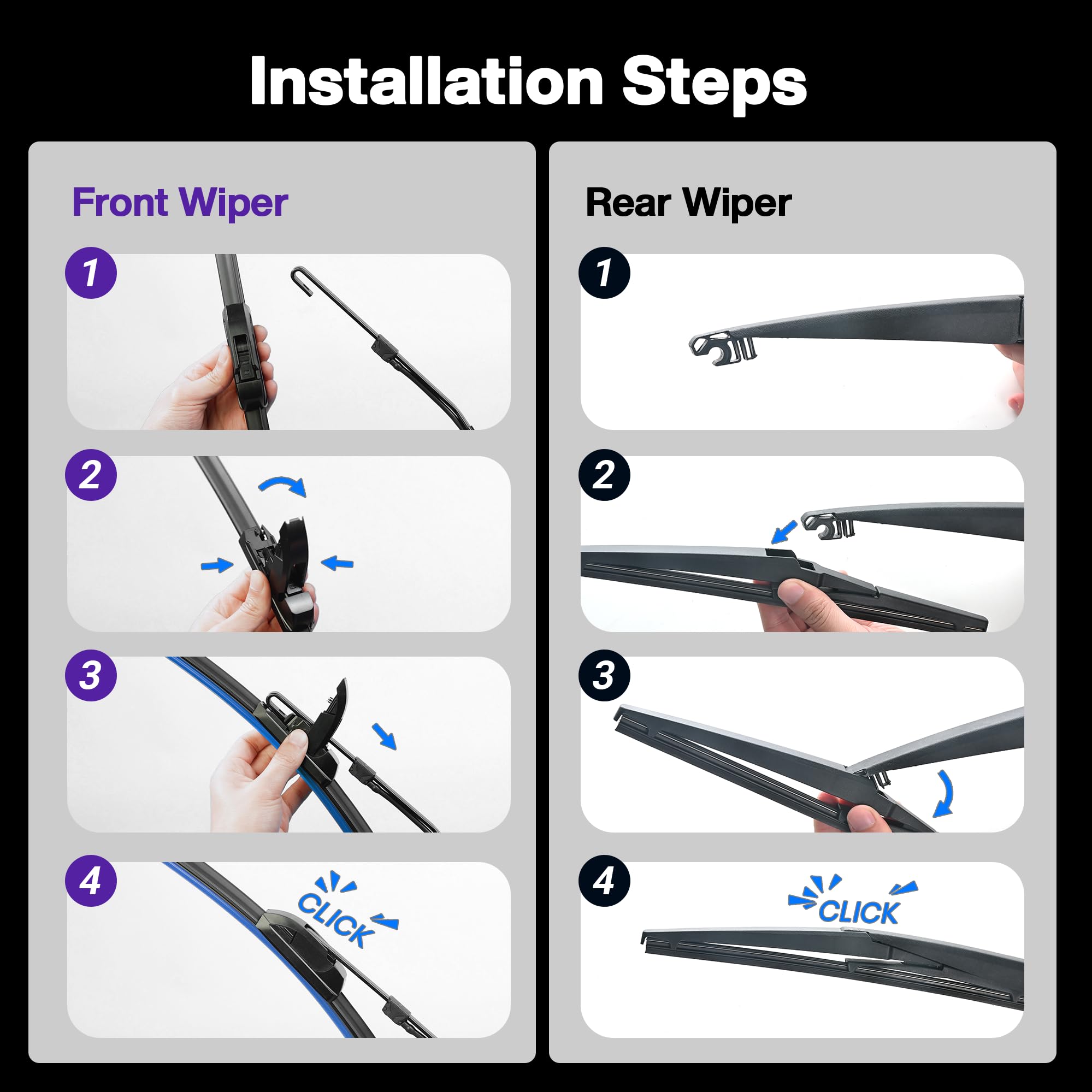 JARHOT rear wiper installed on tailgate demonstrating compact rear clearing benefit