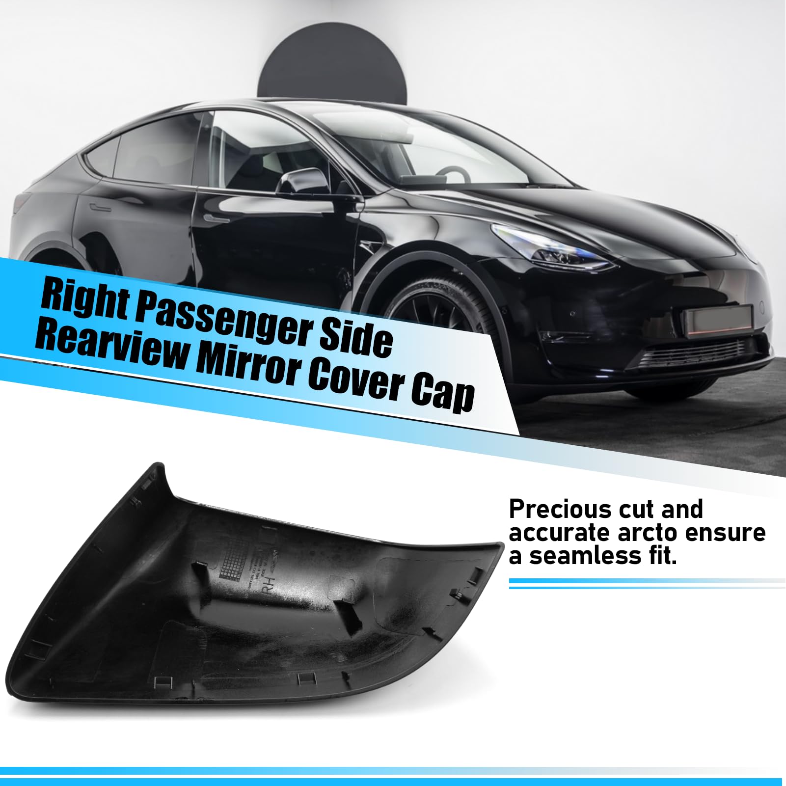 Jaronx mirror cap installed on Tesla Model Y showing restored external appearance
