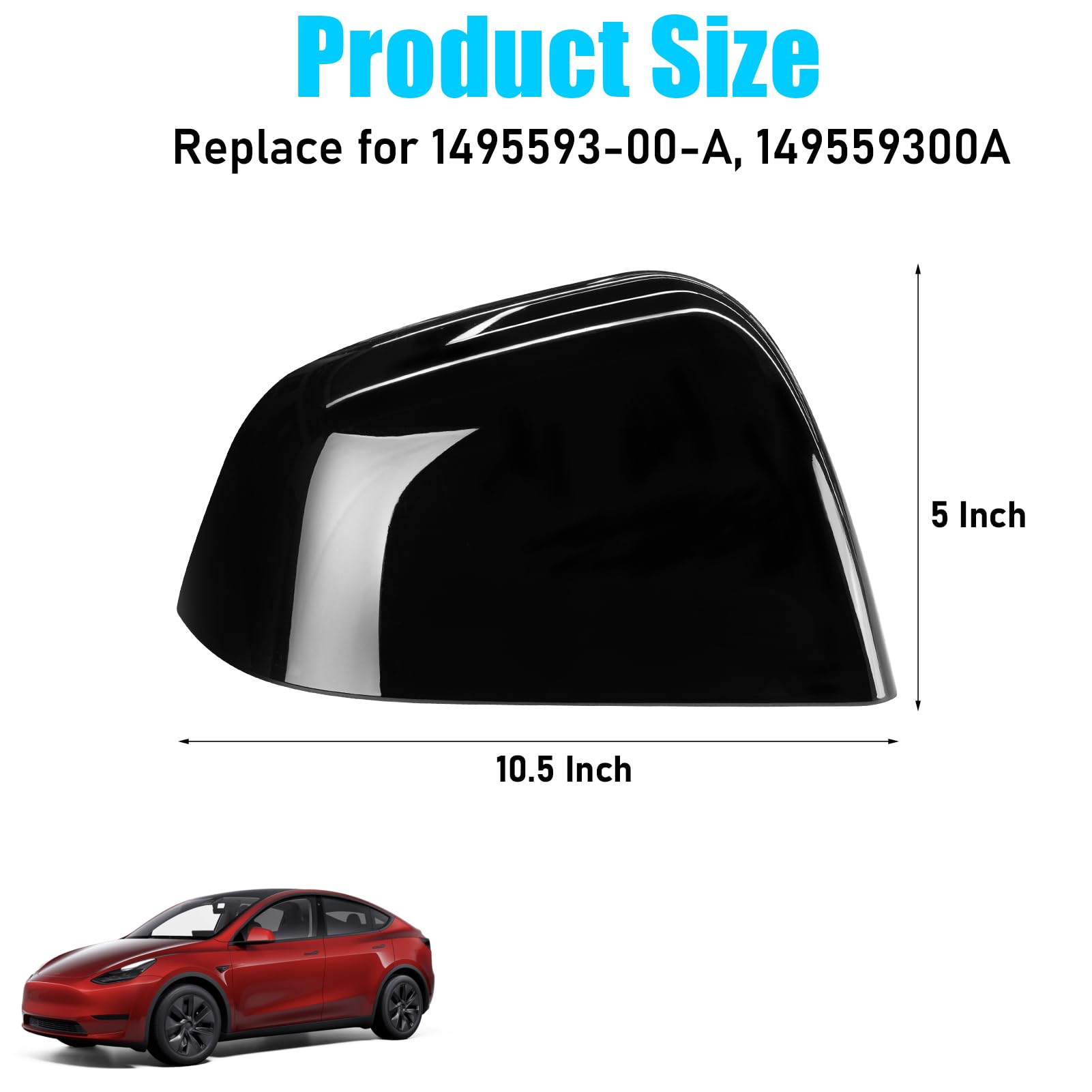 Jaronx mirror cap label showing OE 1495594-00-A match benefit for fitment